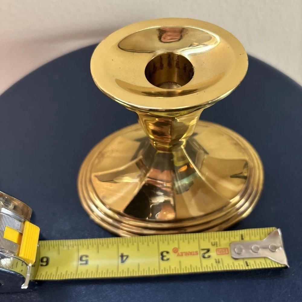Vintage Solid Brass Candle Holder  Stiffel Single‎ Oval Base - Labeled